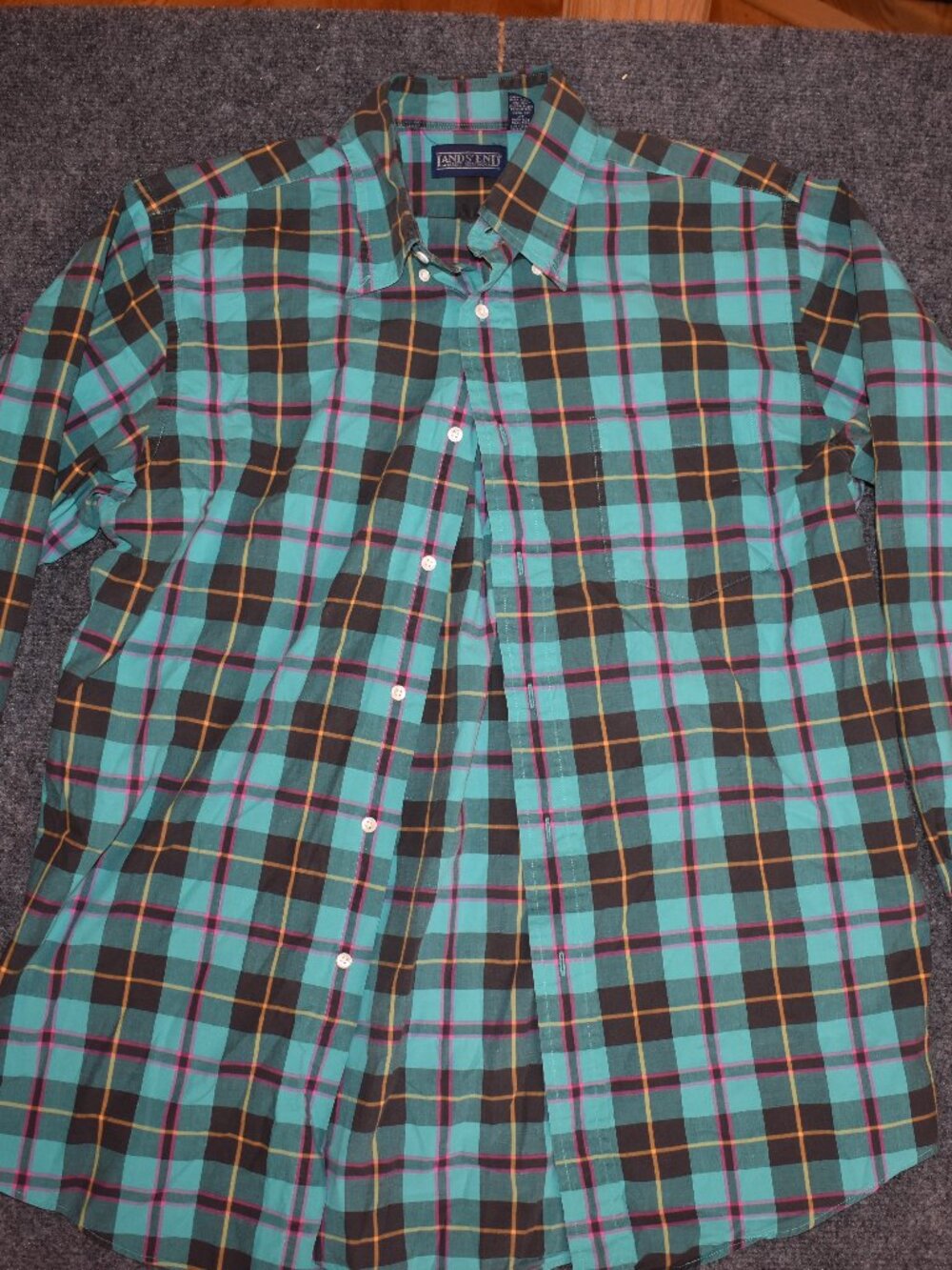Men's - Lands End (Teal) Flannel Long Sleeved Shirt